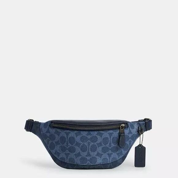 NWT Coach Warren Mini Belt Bag In Blocked Signature Canvas Light Denim cbk37 - Picture 8 of 8